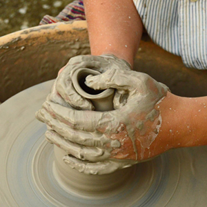 Potter’s wheel at the Team Building Pottery activity